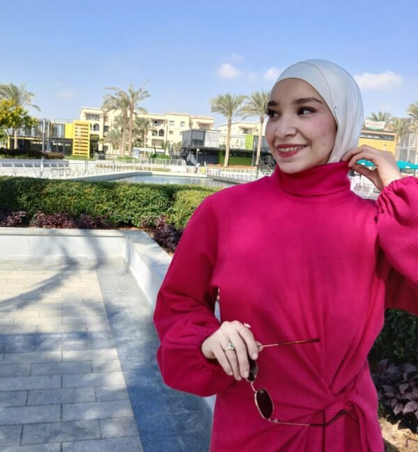 pink rib dress long sleeve - Image 6