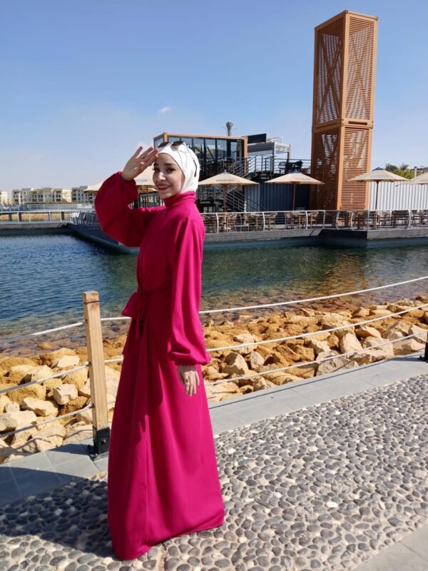 pink rib dress long sleeve